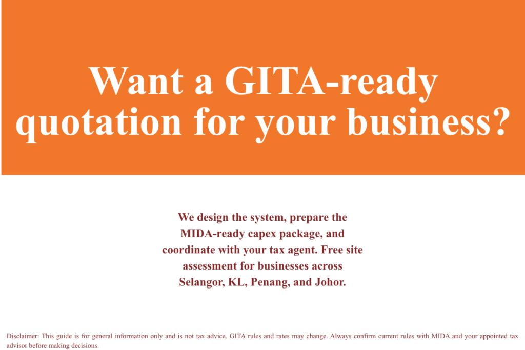 GITA tax incentive Malaysia solar BESS